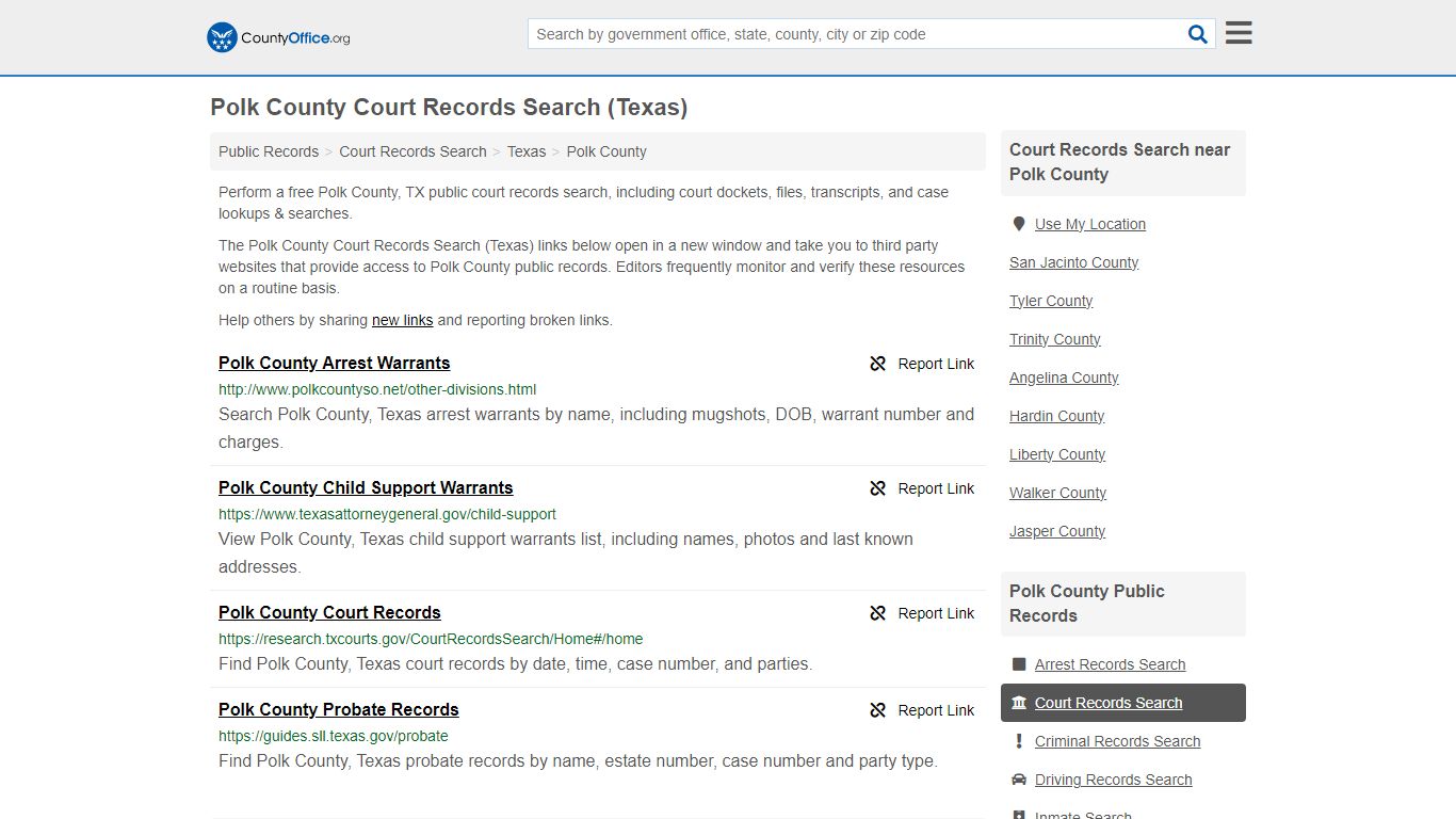 Polk County Court Records Search (Texas) - County Office